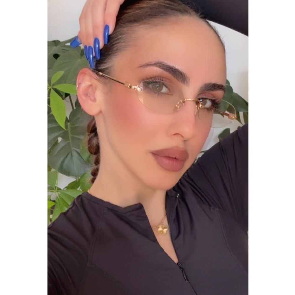 NEW Miu Miu MUA54S 5AK08N Bluelight Oval Sunglasses in Gold - Picture 2 of 8